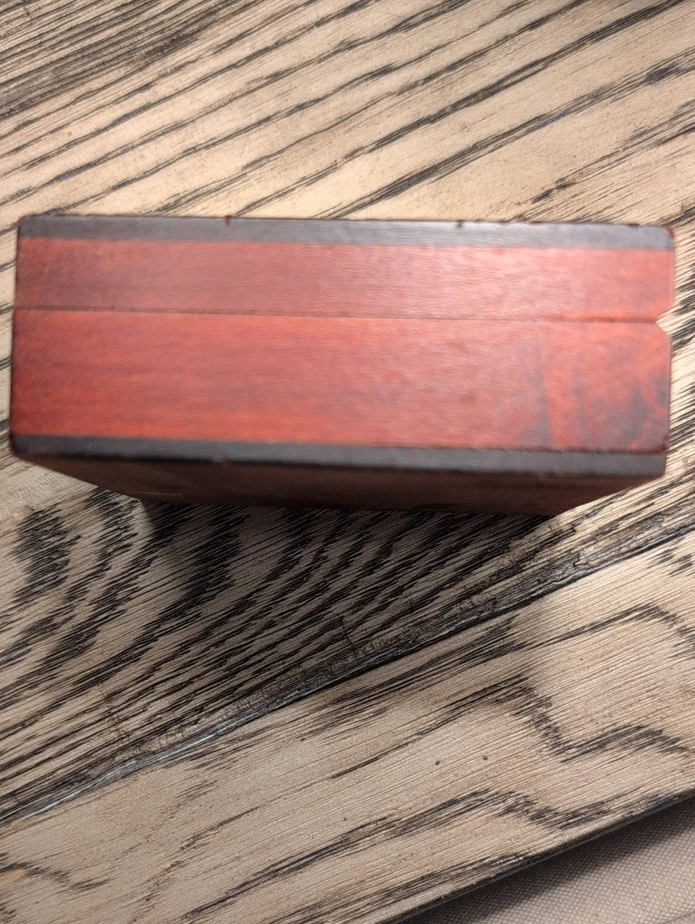 Vintage Square Hand Carved Wooden Accent Box Hinged Lid Trinket Box Brass Inlay